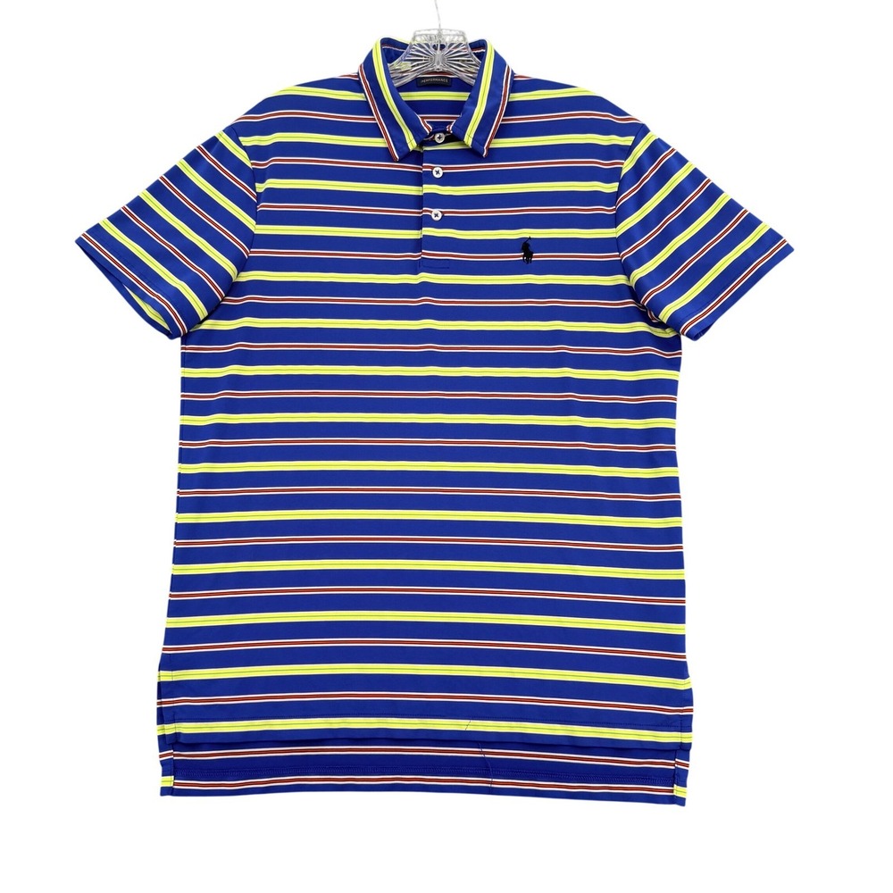 Polo Ralph Lauren Performance Blue Striped Short Sleeve Golf Polo Men Medium